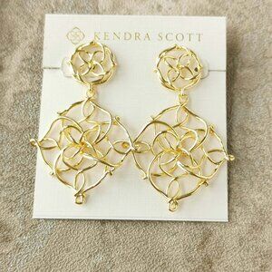 Kendra Scott Gold Kelly Statement Earrings NEW w/dust bag